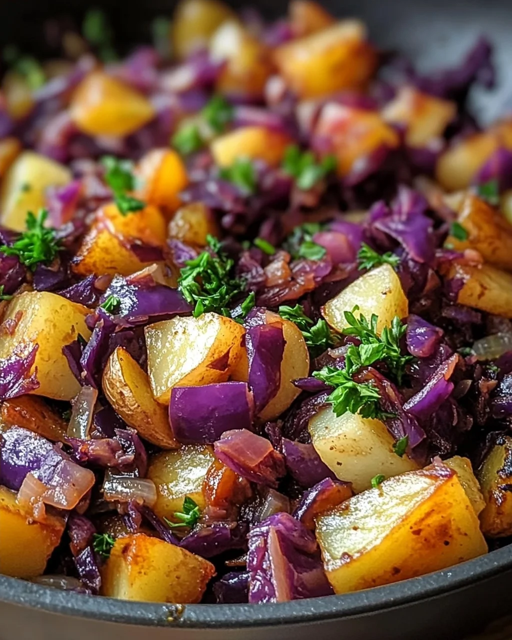 Rotkohl Pfanne mit Kartoffeln