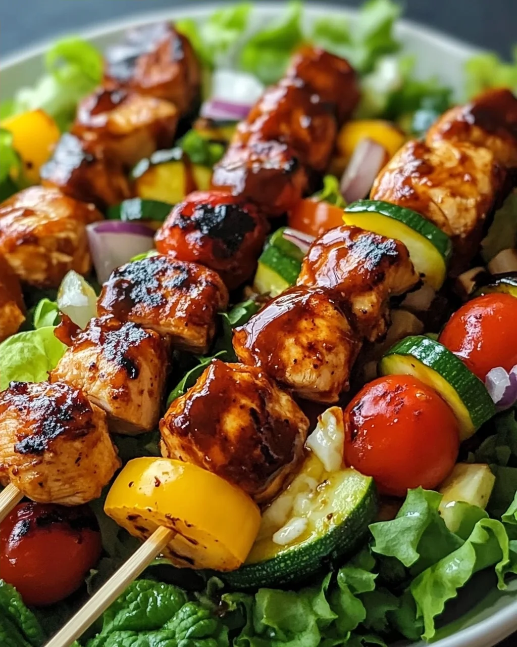 Saftiger BBQ Chicken Spießsalat – Dein neues Lieblingsrezept!