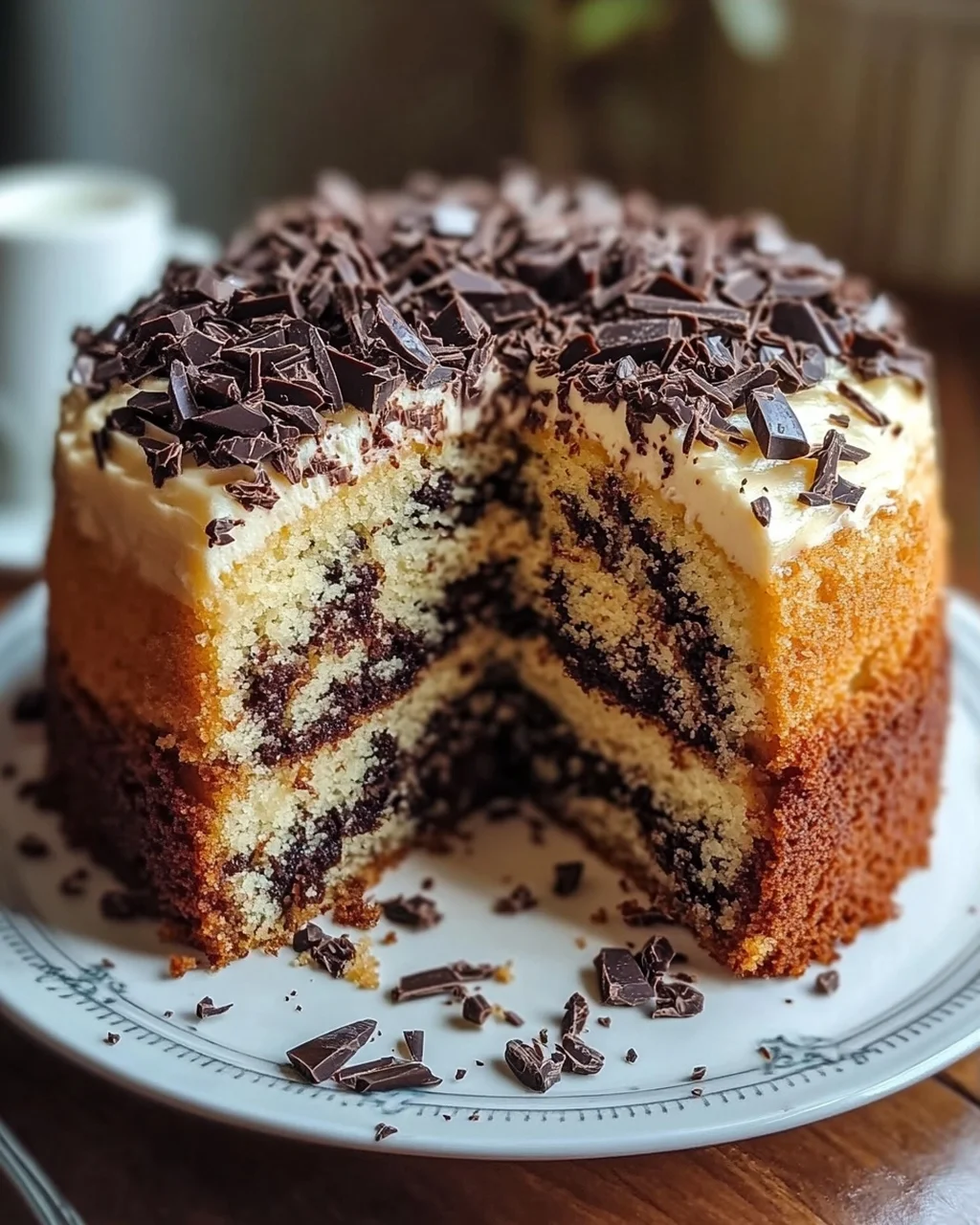 Saftiger und lockerer Eierlikörkuchen mit Schokoraspeln