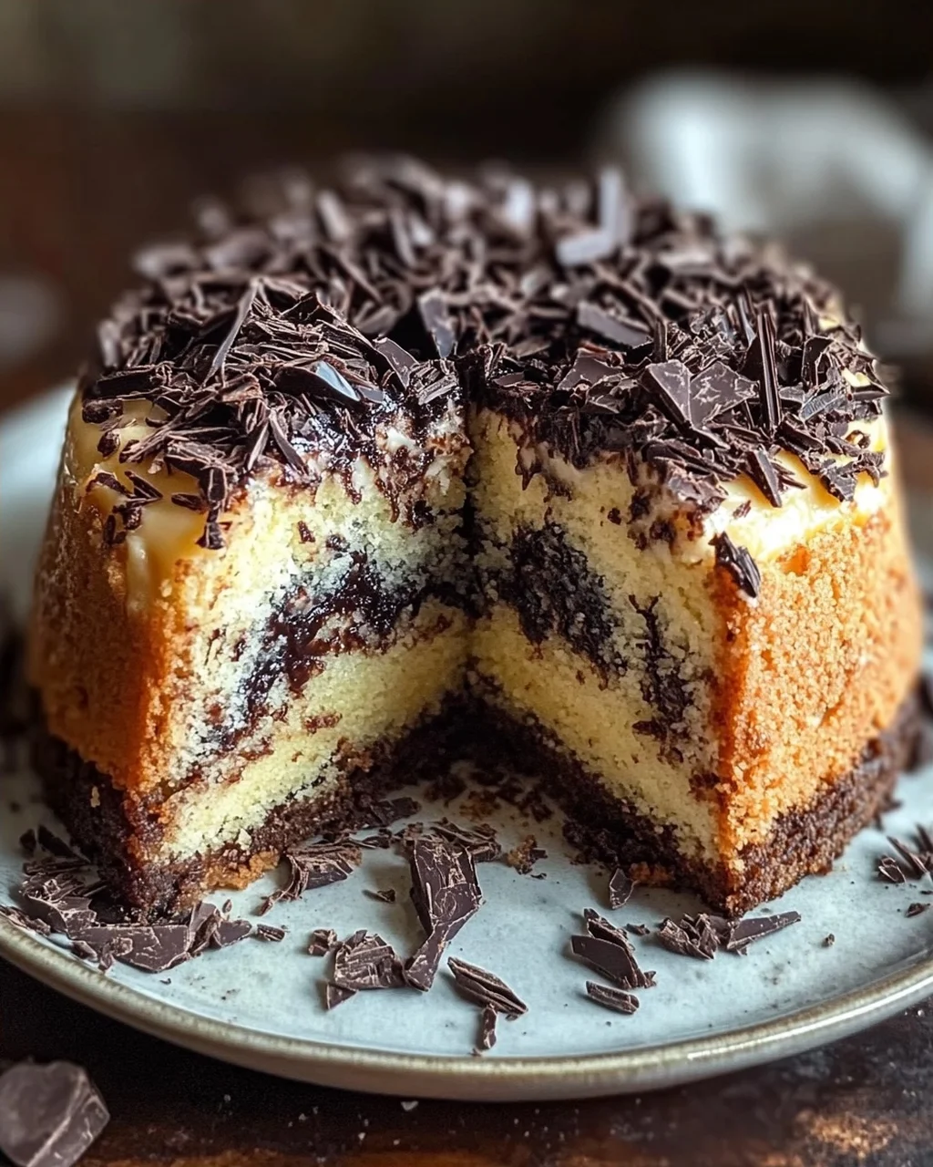 Saftiger und lockerer Eierlikörkuchen mit Schokoraspeln
