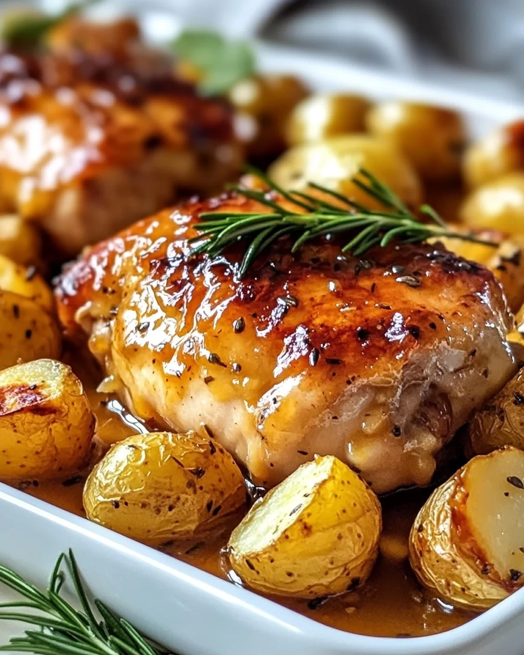 Saftiges Honig-Senf Hähnchen mit knusprigen Rosmarinkartoffeln