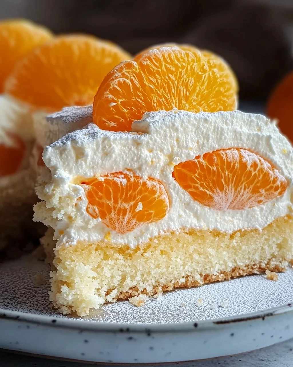 Schneller Schmandkuchen vom Blech mit Mandarinen
