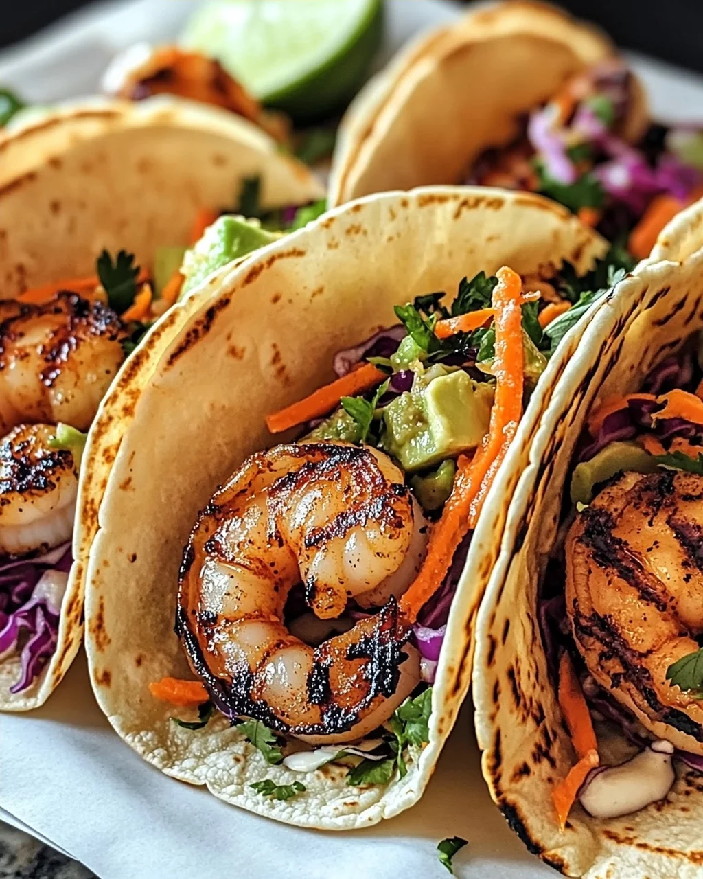 Schwarze Garnelen Tacos mit Krautsalat für Eilige