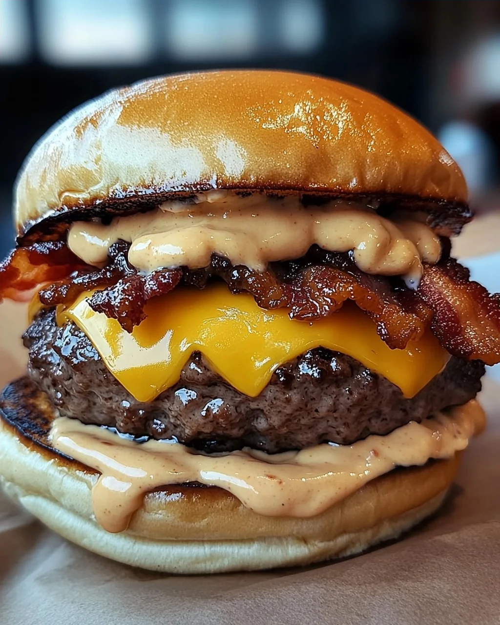 Smash-Burger mit Baconnaise-Soße