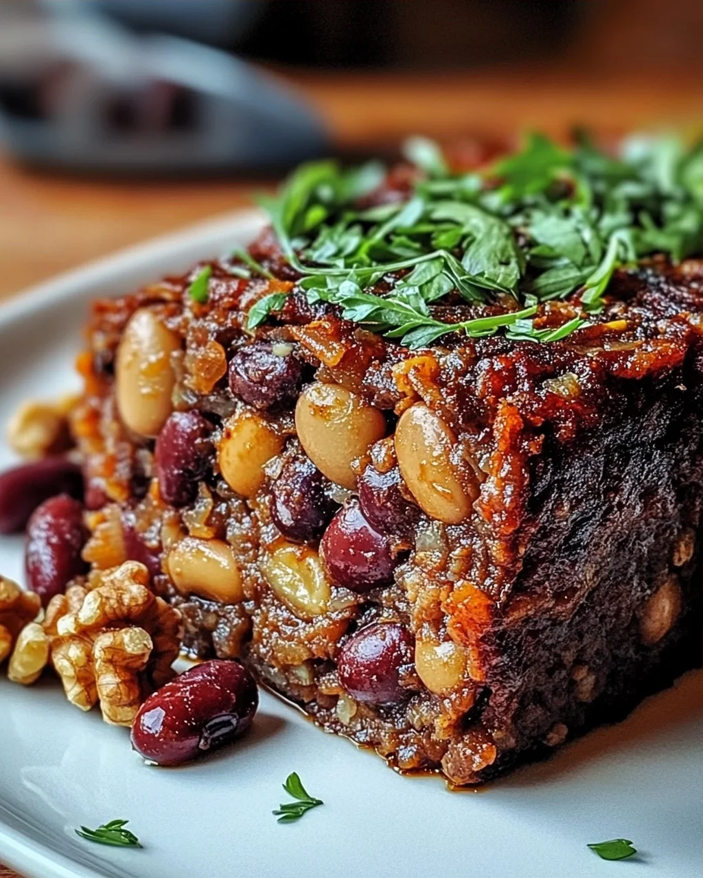 Veganer Braten mit Bohnen
