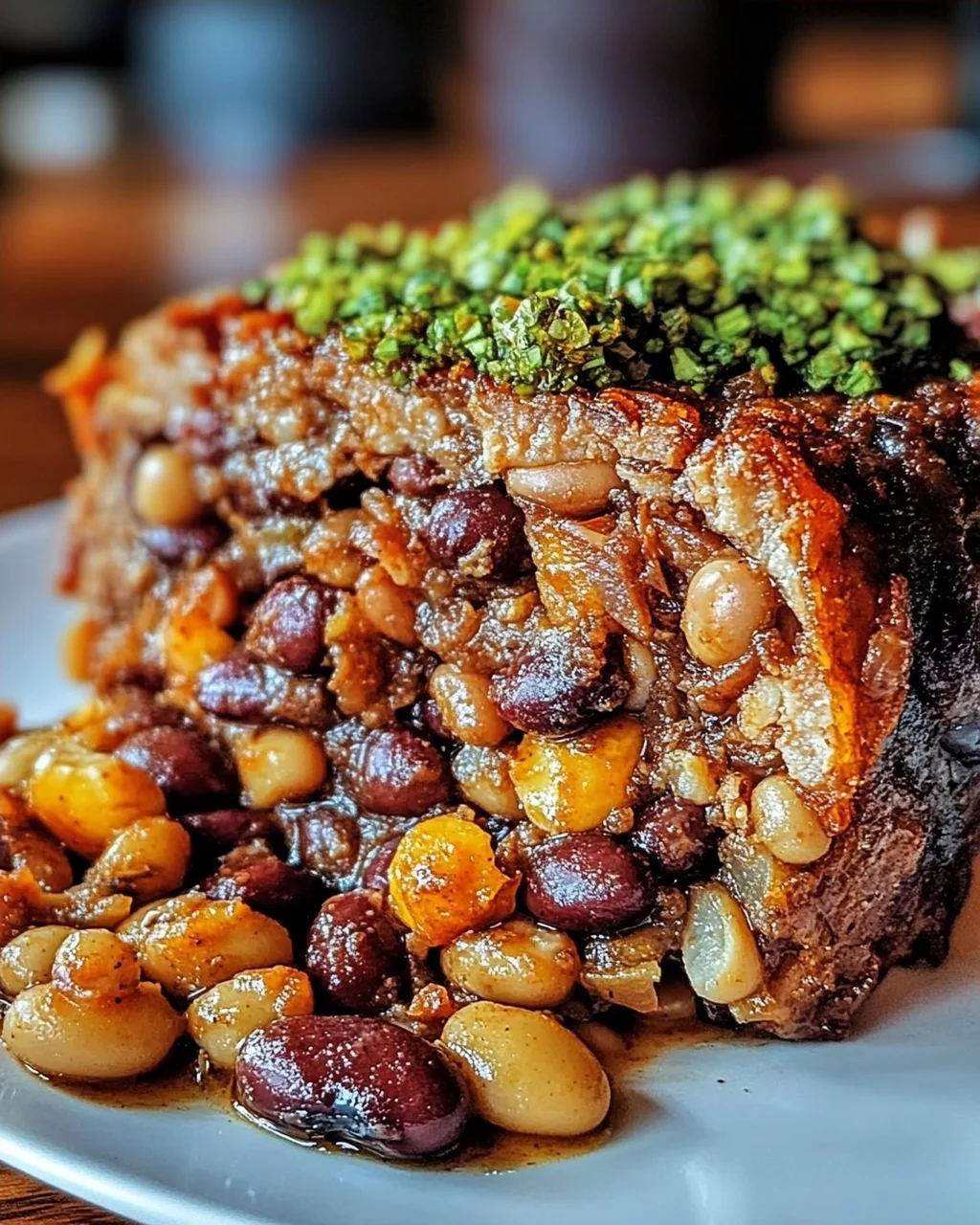 Veganer Braten mit Bohnen