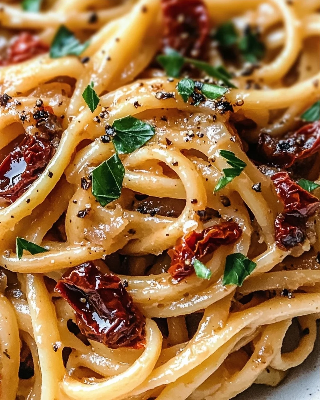 Veganisierte karamellisierte Zwiebel Pasta für Genießer
