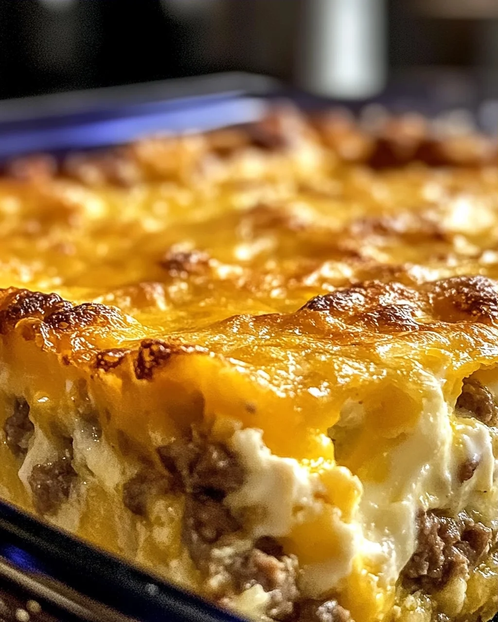 Wurst Eier und Frischkäse Rösti Auflauf für Frühstücksfreunde