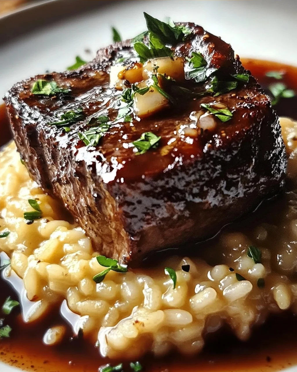 Zarte Rinderbrust in Cola mit cremigem Parmesan-Risotto