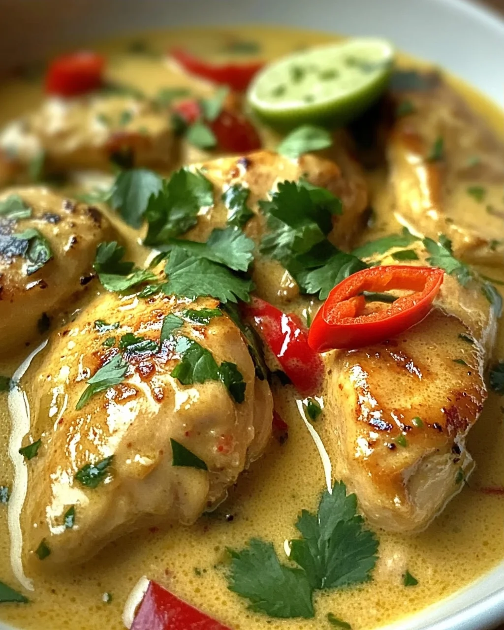 Zartes Hähnchen in Kokos-Limetten-Sauce
